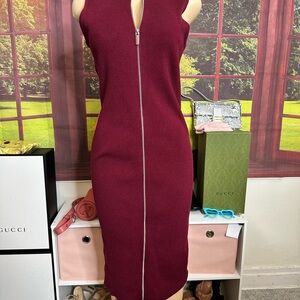 Bar III Burgundy Midi Dress with Zipper